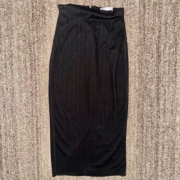 ZARA Women's Striped Maxi Skirt - Dark Grey - Size Medium - Picture 1 of 10